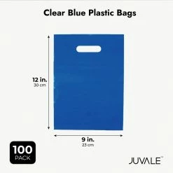 Blue Panda Party Bags And Boxes Blue Plastic Merchandise Bags With Handles For Retail, Party Favors (Medium, 100 Pack) 10 Blue Panda Party Bags And Boxes Blue Plastic Merchandise Bags With Handles For Retail, Party Favors (Medium, 100 Pack)