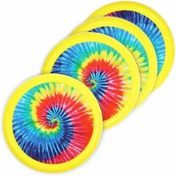 Blue Panda Tie-Dye Soft Flying Discs For Kids, Outdoor Family Games (8 In, Yellow, 4 Pack)