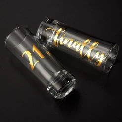 Blue Panda Cups Novelty Shot Glasses For 21st Birthday Party, Finally 21 (2 Oz, 2 Pack)