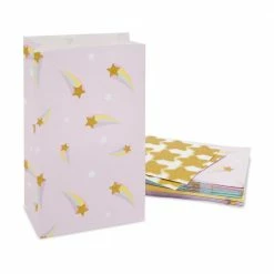 Blue Panda Rainbow Birthday Party Favor Gift Bags With Gold Foil Stickers (8.5 In, 24 Pack)