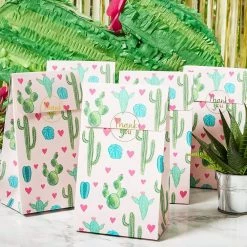 Blue Panda Party Bags And Boxes Cactus Goodie Bags For Fiesta Birthday Party Favors (Pink, 24 Pack)