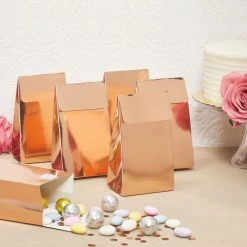 Blue Panda Special Occasions Rose Gold Party Favor Gift Bags, Goodie Boxes With Adhesive Stickers (24 Pack)