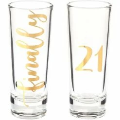 Blue Panda Cups Novelty Shot Glasses For 21st Birthday Party, Finally 21 (2 Oz, 2 Pack)