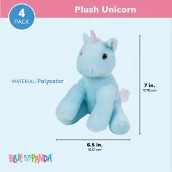 Blue Panda Small Plush Unicorn Stuffed Animal Toys For Girls (7 In, 4 Pack)