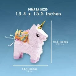 Blue Panda Small Unicorn Pinata For Birthday Party Supplies (13.4 X 15.5 X 4.6 Inches)