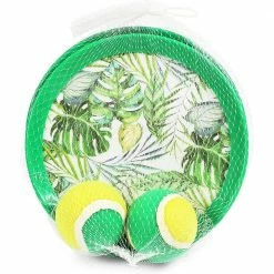 Blue Panda Games Toss And Catch Paddle Ball Set With Tropical Leaves (2 Sets, 1 Bag)