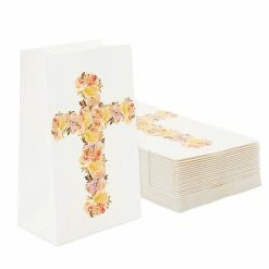 Blue Panda Party Bags And Boxes Religious Party Favor Gift Bags For Baptism, First Communion, Easter (36 Pack)