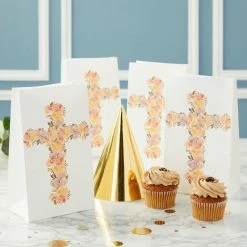 Blue Panda Party Bags And Boxes Religious Party Favor Gift Bags For Baptism, First Communion, Easter (36 Pack)