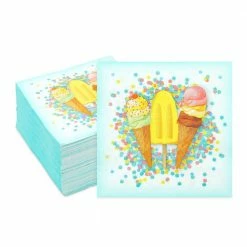 Blue Panda Ice Cream Cone Birthday Party Supplies, Paper Luncheon Napkins (6.5 In, 150 Pack)
