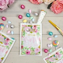 Blue Panda Girls 1st Birthday Party Favor Goodie Bags, Hawaiian Luau Decorations (100 Pack)