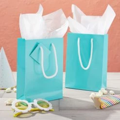 Blue Panda Small Teal Party Favor Gift Bags With Handles, Tissue Paper (5.5 X 7.9 In, 20 Pack) Party Bags And Boxes