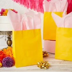 Blue Panda Medium Yellow Gift Bags With Handles For Birthday Party Favors (8 X 10 In, 25 Pack) 9 Blue Panda Medium Yellow Gift Bags With Handles For Birthday Party Favors (8 X 10 In, 25 Pack)
