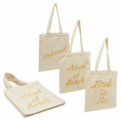 Blue Panda Bridal Shower Party Favor Tote Bags For Bridesmaid Proposal Gifts (5 Pack)