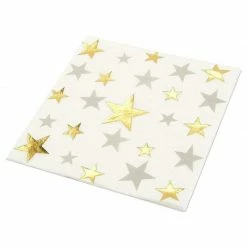 Blue Panda 50 Pack Of Cocktail Napkins For Star Party Supplies (5 X 5 Inches, Gold, Silver)