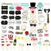 Blue Panda Decorations 72-Pack Wedding Photo Booth Props - Funny, Bridal Party Photo Props, Selfie Props, Fun Prop Kit, Assorted Designs