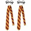 Blue Panda Wizard Glasses And Tie Costume Accessory Set For Halloween And Cosplay (4 Pieces)
