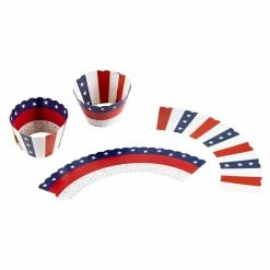 Blue Panda Cupcake Toppers And American USA Patriotic Cupcake Wrappers (102 Pieces)