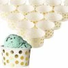 Blue Panda 50-Count Paper Ice Cream Sundae Cups, Yogurt Dessert Bowls, Gold Polka Dot Party Supplies, 8-Ounces Special Occasions