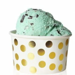 Blue Panda 50-Count Paper Ice Cream Sundae Cups, Yogurt Dessert Bowls, Gold Polka Dot Party Supplies, 8-Ounces Special Occasions