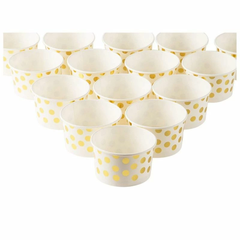 Blue Panda 50-Count Paper Ice Cream Sundae Cups, Yogurt Dessert Bowls, Gold Polka Dot Party Supplies, 8-Ounces Special Occasions 6 Blue Panda 50-Count Paper Ice Cream Sundae Cups, Yogurt Dessert Bowls, Gold Polka Dot Party Supplies, 8-Ounces Special Occasions