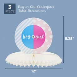 Juvale Blue Panda Gender Reveal 3-Piece Set Table Decorations - Baby Boy Or Girl Honeycomb Centerpiece Party Supplies, 12 X 9 Inches Special Occasions