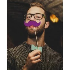 Blue Panda 80s Pre-Assembled Photo-Booth Props - 30-Pack Pre-Made 80s Party Supplies, 1980s Theme Birthday Party Decoration Accessories On Bamboo Sticks For Girls, Women, Assorted Designs Special Occasions