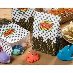 Blue Panda Birthday Party Goodie Bags, Comic Book Hero Party Favor Bags (5.2 X 8.7 X 3.3 In, 36 Pack)