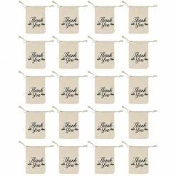 Blue Panda Drawstring Bags - 20-Pack Thank You Jewelry Pouch Bag For Wedding Birthday Party Favors Giveaway Gift Bags Goodie Bags Party Supplies 4.1 X 5.7 Inches