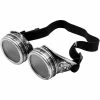 Blue Panda Halloween Steampunk Goggles - Vintage Victorian Style Glasses, Costume Accessories, Silver