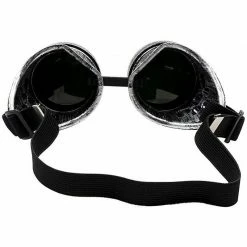 Blue Panda Halloween Steampunk Goggles - Vintage Victorian Style Glasses, Costume Accessories, Silver