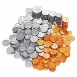 Blue Panda Pack Of 250 Play Coin Set - Includes 10 Half-Dollars, 40 Quarters, 50 Dimes, 50 Nickels, 100 Pennies Fake Plastic Coins - Pretend Money - Great Teaching Tool, Prop, Kids Toy, 0.98 Inches In Diameter Special Occasions