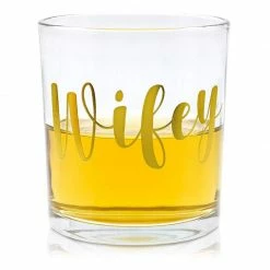 Blue Panda 2-Pack Hubby And Wifey Glass Whiskey Glasses, Bride And Groom Wedding Gifts, Gold Foil, 7.5 Ounces Special Occasions