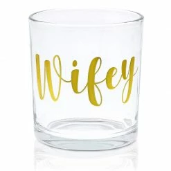 Blue Panda 2-Pack Hubby And Wifey Glass Whiskey Glasses, Bride And Groom Wedding Gifts, Gold Foil, 7.5 Ounces Special Occasions
