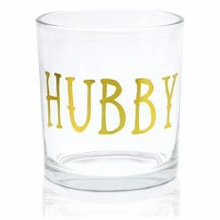 Blue Panda 2-Pack Hubby And Wifey Glass Whiskey Glasses, Bride And Groom Wedding Gifts, Gold Foil, 7.5 Ounces Special Occasions
