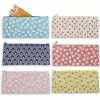 Blue Panda Cute Floral Zipper Pencil Makeup Pouch Bags, 9 X 4 Inches