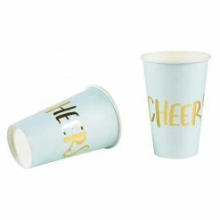 Blue Panda 52-Pack Disposable Paper Party Cups - Gold Foil Party Supplies For Bachelorette Party And Birthday - 4 Designs, Let's Party, Hooray, Yay, And Cheers, 12 Ounces