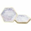 Blue Panda Sparkle And Bash Marble Paper Party Plates (24 Count), Gold Foil Border, 9 X 8 Inches