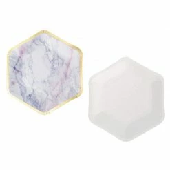 Blue Panda Sparkle And Bash Marble Paper Party Plates (24 Count), Gold Foil Border, 9 X 8 Inches 15 Blue Panda Sparkle And Bash Marble Paper Party Plates (24 Count), Gold Foil Border, 9 X 8 Inches