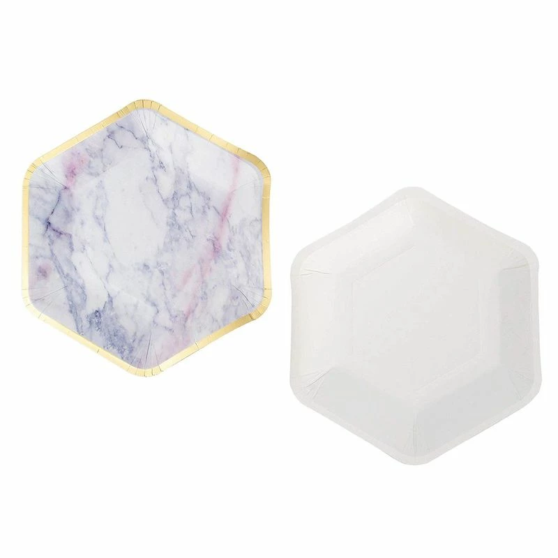 Blue Panda Sparkle And Bash Marble Paper Party Plates (24 Count), Gold Foil Border, 9 X 8 Inches 9 Blue Panda Sparkle And Bash Marble Paper Party Plates (24 Count), Gold Foil Border, 9 X 8 Inches