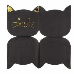 Blue Panda Die-Cut Black Cat Paper Napkins With Gold Foil Accents (6.5 X 6.2 In, 50 Pack) Special Occasions