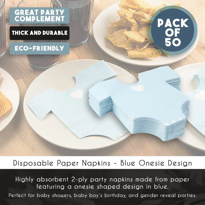 Blue Panda Baby Shower Pajama Theme Napkins (Blue, 50-Pack) 6 Blue Panda Baby Shower Pajama Theme Napkins (Blue, 50-Pack)