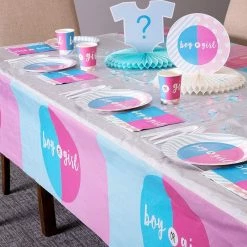 Blue Panda Gender Reveal Party Decorations - 6 Pack Of Pink And Blue Boy Or Girl Disposable Plastic Rectangular Tablecloths For Baby Shower Celebrations, 54 X 108 Inches