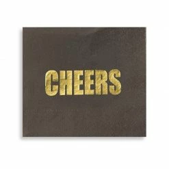 Blue Panda Cheers Party Supplies, Black Paper Napkins (5 X 5 In, Gold Foil, 100 Pack)