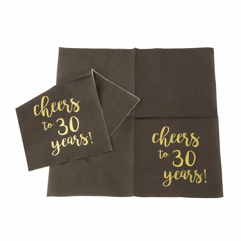 Blue Panda Cheers To 30 Years! Gold Foil Paper Cocktail Napkins (5 X 5 Inches, 100 Pack) 4 Blue Panda Cheers To 30 Years! Gold Foil Paper Cocktail Napkins (5 X 5 Inches, 100 Pack)