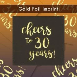 Blue Panda Cheers To 30 Years! Gold Foil Paper Cocktail Napkins (5 X 5 Inches, 100 Pack) 15 Blue Panda Cheers To 30 Years! Gold Foil Paper Cocktail Napkins (5 X 5 Inches, 100 Pack)