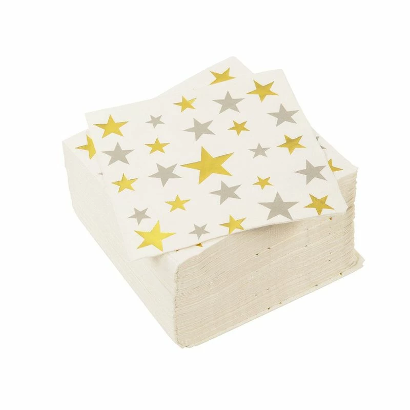 Blue Panda 100-Pack Disposable Paper Napkins With Silver And Gold Foil Stars Designs For Holiday And New Year’s Eve Parties, 3-Ply, White, 5 X 5 Inches 3 Blue Panda 100-Pack Disposable Paper Napkins With Silver And Gold Foil Stars Designs For Holiday And New Year’s Eve Parties, 3-Ply, White, 5 X 5 Inches