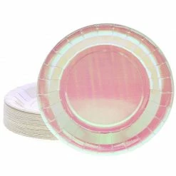 Blue Panda Pink Holographic Party Plates For Lunch, Dessert And Dinner (9 Inch, 48 Pack) 13 Blue Panda Pink Holographic Party Plates For Lunch, Dessert And Dinner (9 Inch, 48 Pack)