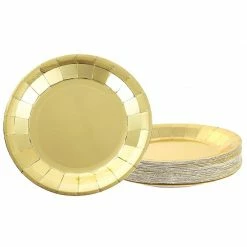 Blue Panda Paper Plates In Gold Foil Design For Birthday Party Supplies (9 In, 48 Pack)