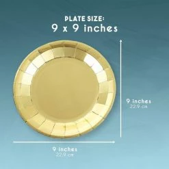 Blue Panda Paper Plates In Gold Foil Design For Birthday Party Supplies (9 In, 48 Pack)