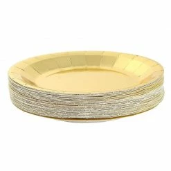 Blue Panda Paper Plates In Gold Foil Design For Birthday Party Supplies (9 In, 48 Pack)